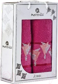 Набор полотенец Merzuka Jemma 50x90/70x140 / 10305 (бордо, в коробке)
