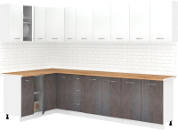 Готовая кухня Кортекс-мебель Корнелия Лира 1.5x2.9 (белый/береза/дуб бунратти) - 