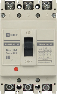 Выключатель автоматический EKF PROxima ВА-99М 100/ 63А 3P 35кА / mccb99-100-63m