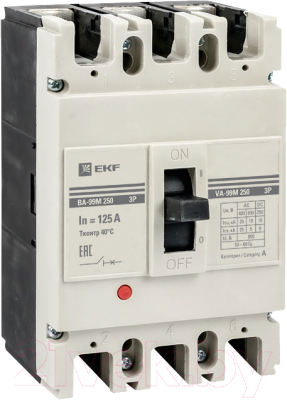 Выключатель автоматический EKF PROxima ВА-99М 250/125А 3P 35кА / mccb99-250-125m