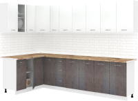 Кухонный гарнитур Кортекс-мебель Корнелия Лира 1.5x2.9 (белый/береза/мадрид) - 