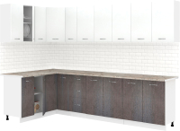 Кухонный гарнитур Кортекс-мебель Корнелия Лира 1.5x2.9 (белый/береза/марсель) - 