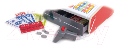 Касса игрушечная Hape С набором наклеек и калькулятором / E3184_HP