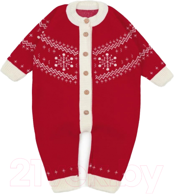 Комбинезон для малышей Amarobaby Pure Love Christmas Snow / AB-OD21-PLC5S/07-62 (красный, р.62)