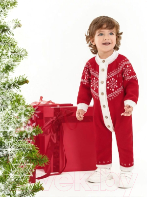 Комбинезон для малышей Amarobaby Pure Love Christmas Snow / AB-OD21-PLC5S/07-68 (красный, р.68)