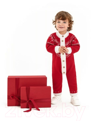 Комбинезон для малышей Amarobaby Pure Love Christmas Snow / AB-OD21-PLC5S/07-74 (красный, р.74)