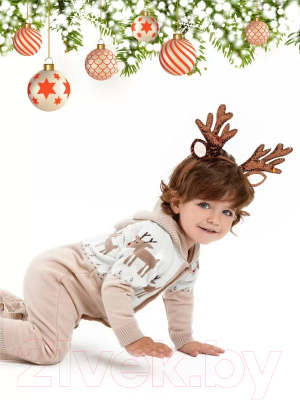 Комбинезон для малышей Amarobaby Pure Love Christmas Deer / AB-OD21-PLC502D/03-56 (бежевый, р.56)