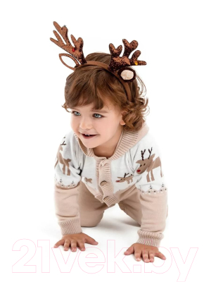 Комбинезон для малышей Amarobaby Pure Love Christmas Deer / AB-OD21-PLC502D/03-56 (бежевый, р.56)
