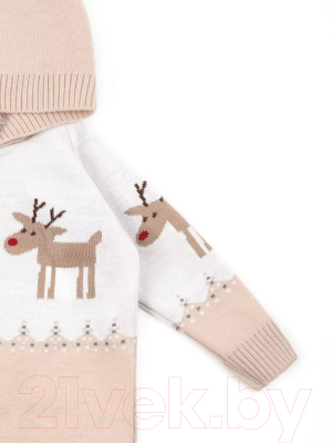 Комбинезон для малышей Amarobaby Pure Love Christmas Deer / AB-OD21-PLC502D/03-56 (бежевый, р.56)