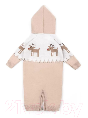 Комбинезон для малышей Amarobaby Pure Love Christmas Deer / AB-OD21-PLC502D/03-56 (бежевый, р.56)