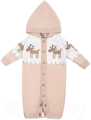 Комбинезон для малышей Amarobaby Pure Love Christmas Deer / AB-OD21-PLC502D/03-68 (бежевый, р.68)