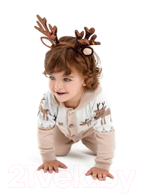 Комбинезон для малышей Amarobaby Pure Love Christmas Deer / AB-OD21-PLC502D/03-68 (бежевый, р.68)