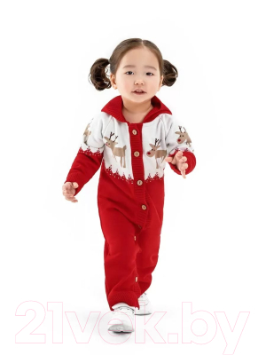 Комбинезон для малышей Amarobaby Pure Love Christmas Deer / AB-OD21-PLC502D/07-62 (красный, р.62)