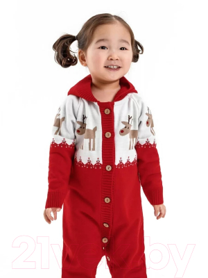 Комбинезон для малышей Amarobaby Pure Love Christmas Deer / AB-OD21-PLC502D/07-62 (красный, р.62)