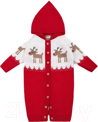 Комбинезон для малышей Amarobaby Pure Love Christmas Deer / AB-OD21-PLC502D/07-80 (красный, р.80)