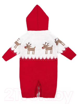 Комбинезон для малышей Amarobaby Pure Love Christmas Deer / AB-OD21-PLC502D/07-80 (красный, р.80)