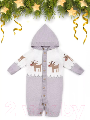 Комбинезон для малышей Amarobaby Pure Love Christmas Deer / AB-OD21-PLC502D/11-56 (серый, р.56)