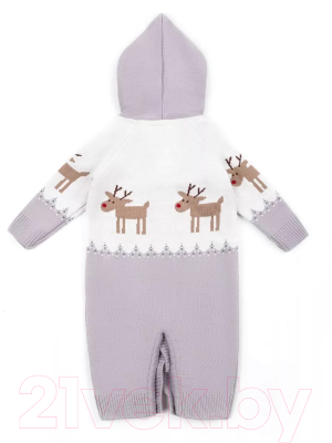 Комбинезон для малышей Amarobaby Pure Love Christmas Deer / AB-OD21-PLC502D/11-56 (серый, р.56)