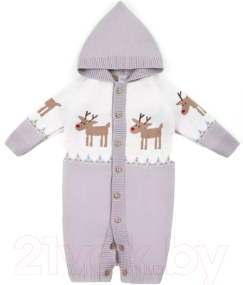 Комбинезон для малышей Amarobaby Pure Love Christmas Deer / AB-OD21-PLC502D/11-62 (серый, р.62)