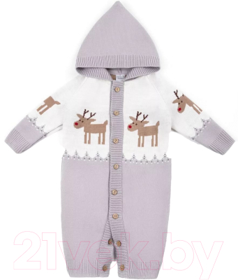 Комбинезон для малышей Amarobaby Pure Love Christmas Deer / AB-OD21-PLC502D/11-74 (серый, р.74)