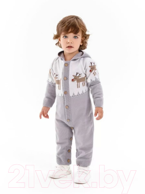 Комбинезон для малышей Amarobaby Pure Love Christmas Deer / AB-OD21-PLC502D/11-80 (серый, р.80)