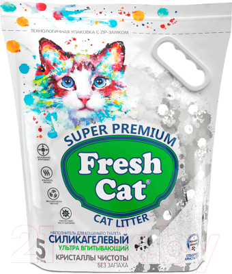Наполнитель для туалета Fresh Cat Кристаллы чистоты Силикагелевый. Без аромата / 640141 (5л/2кг)