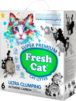 Наполнитель для туалета Fresh Cat Комкующийся. Активированный уголь. Без аромата / 640226 (6л/5.16кг) - 