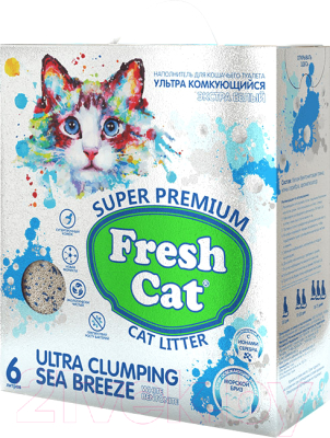 Наполнитель для туалета Fresh Cat Комкующийся. Морской бриз / 930474 (6л/5.16кг)