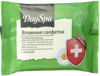 Влажные салфетки Day Spa Антибактериальные. Ромашка (15шт)