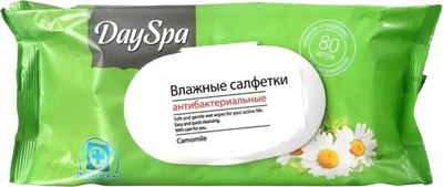 Влажные салфетки Day Spa Антибактериальные. Ромашка (80шт)