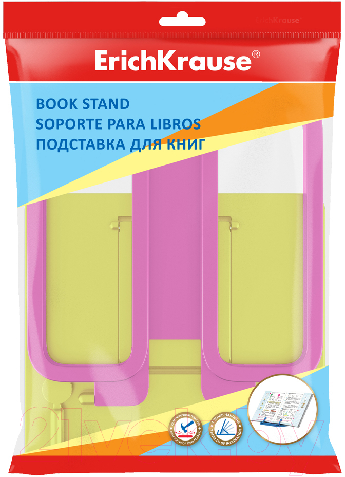 Подставка для книг Erich Krause Base. Neon Solid / 58043 (желтый/розовый) — фото 2