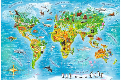 Пазл Trefl Обучающая карта мира для детей / 15557 (104эл)