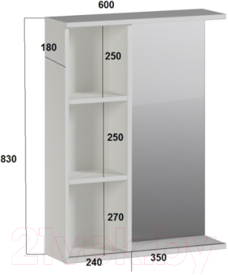 Шкаф с зеркалом для ванной Genesis Мебель 60x18x83 (белый)