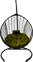 Кресло подвесное Craftmebelby Кокон Капля стандарт (черный/зеленый) - 