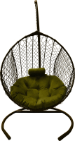 Кресло подвесное Craftmebelby Кокон Капля стандарт (коричневый/зеленый) - 