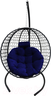 Кресло подвесное Craftmebelby Кокон Круглый премиум (черный/синий)