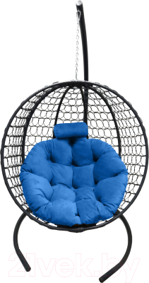 Кресло подвесное Craftmebelby Кокон Круглый Премиум (черный/голубой)