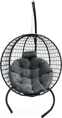 Кресло подвесное Craftmebelby Кокон Круглый премиум (черный/серый)