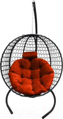Кресло подвесное Craftmebelby Кокон Круглый премиум (черный/коралловый)
