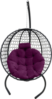 Кресло подвесное Craftmebelby Кокон Круглый премиум (черный/фиолетовый) - 