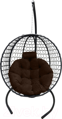 Кресло подвесное Craftmebelby Кокон Круглый Премиум (черный/коричневый)