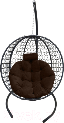Кресло подвесное Craftmebelby Кокон Круглый Премиум (графит/коричневый)