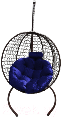 Кресло подвесное Craftmebelby Кокон Круглый премиум (коричневый/синий)