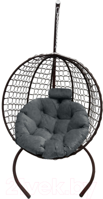 Кресло подвесное Craftmebelby Кокон Круглый премиум (коричневый/серый)