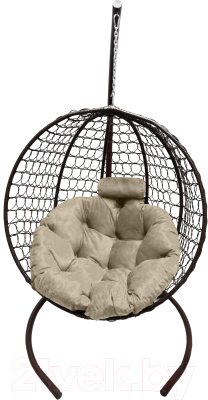 Кресло подвесное Craftmebelby Кокон Круглый Премиум (коричневый/бежевый)