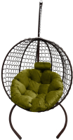 Кресло подвесное Craftmebelby Кокон Круглый Премиум (коричневый/зеленый) - 