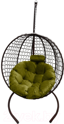Кресло подвесное Craftmebelby Кокон Круглый Премиум (коричневый/зеленый)
