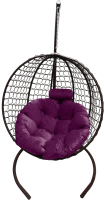 Кресло подвесное Craftmebelby Кокон Круглый Премиум (коричневый/фиолетовый) - 