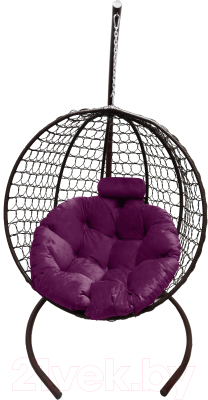 Кресло подвесное Craftmebelby Кокон Круглый Премиум (коричневый/фиолетовый)