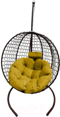 Кресло подвесное Craftmebelby Кокон Круглый Премиум (коричневый/желтый)